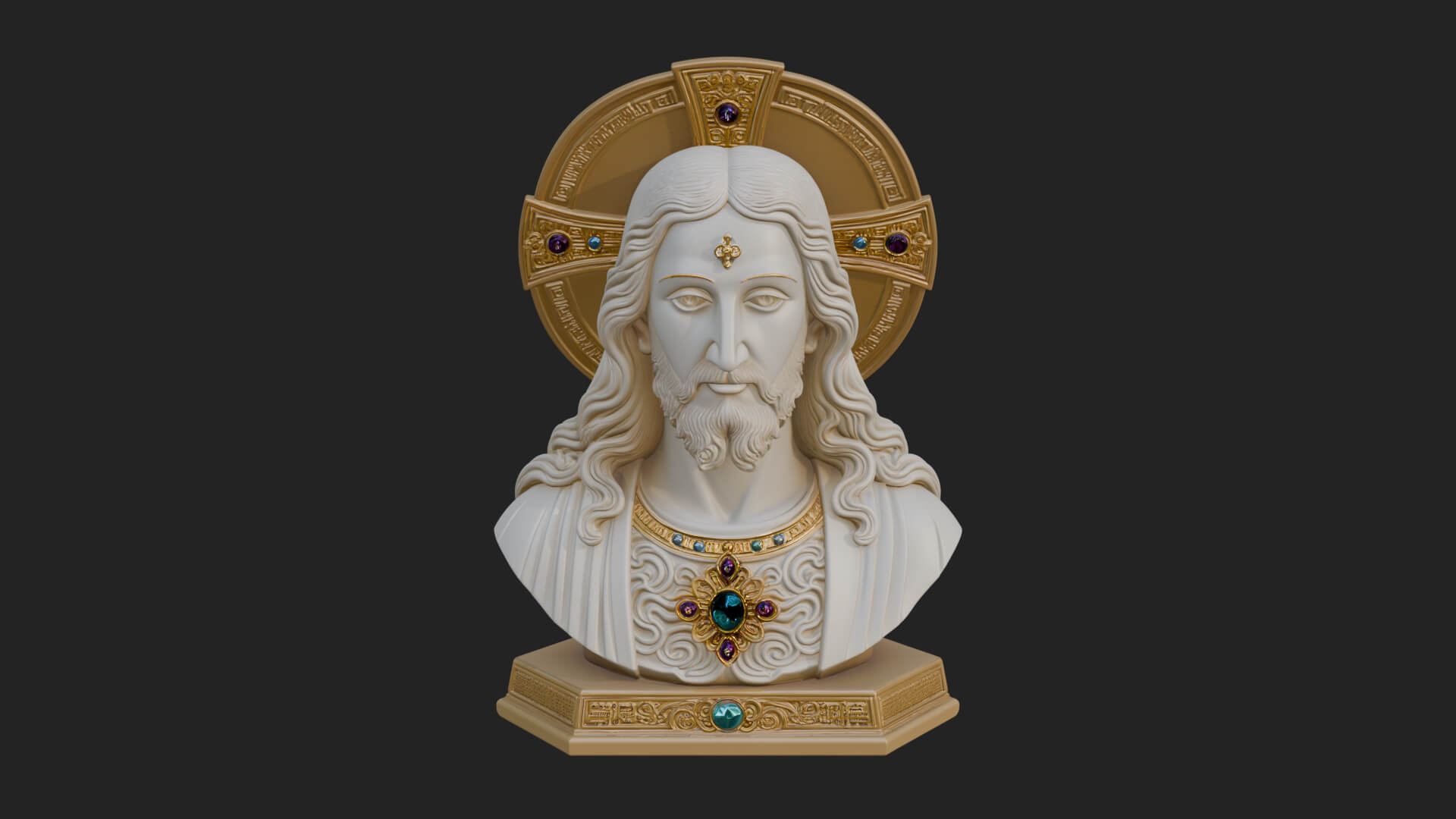 Haloed Christ Bust Statue Design 1 3D Print Model 3D Model