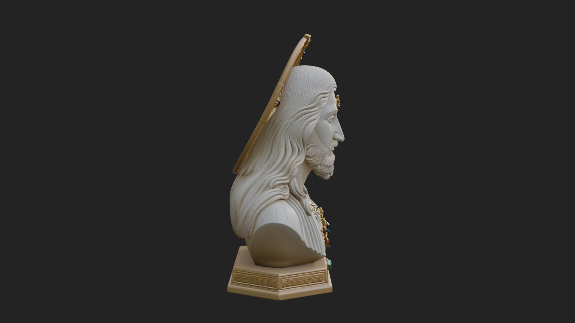 Haloed Christ Bust Statue Design 1 3D Print Model 3D Model