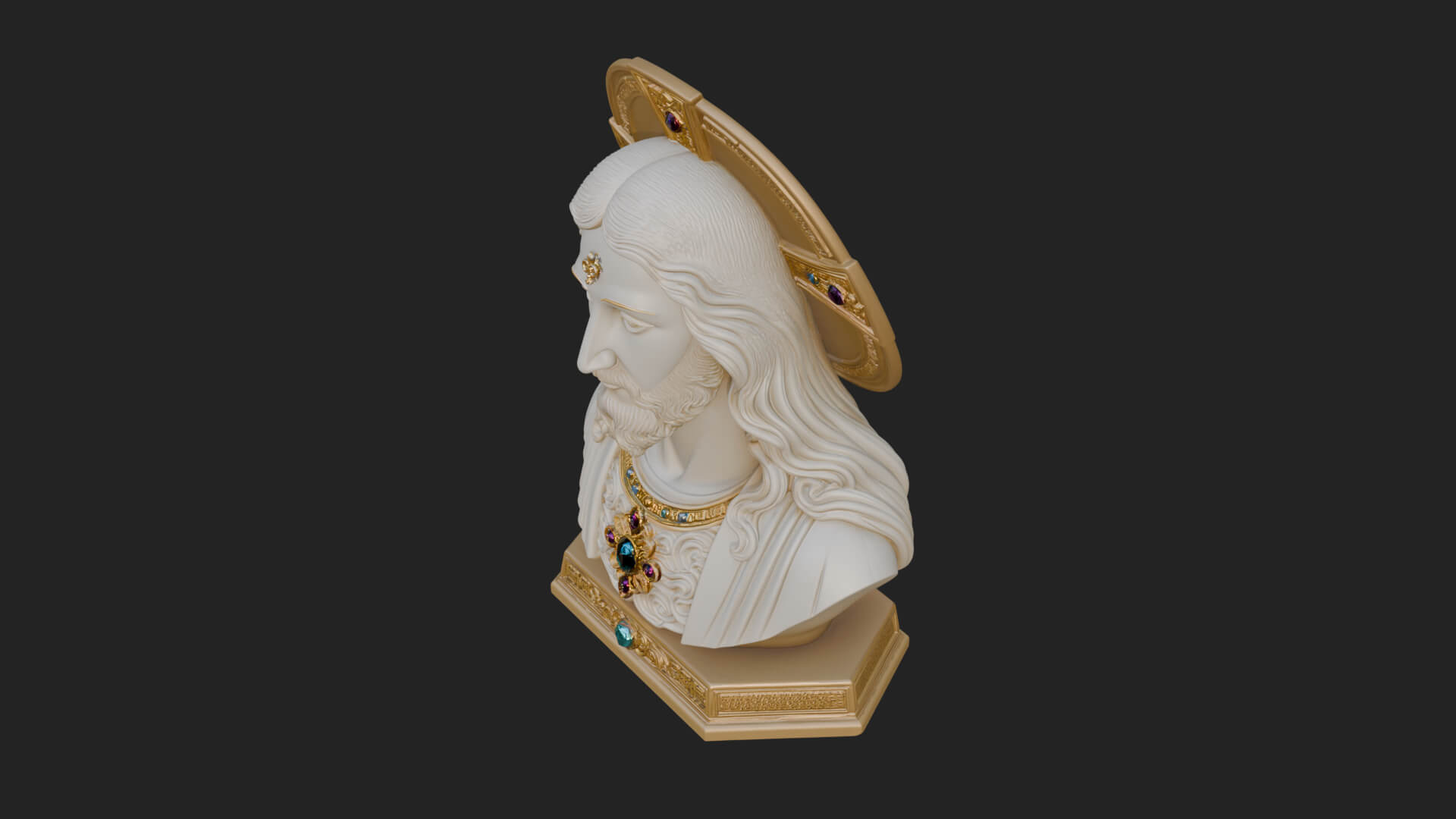Haloed Christ Bust Statue Design 1 3D Print Model 3D Model