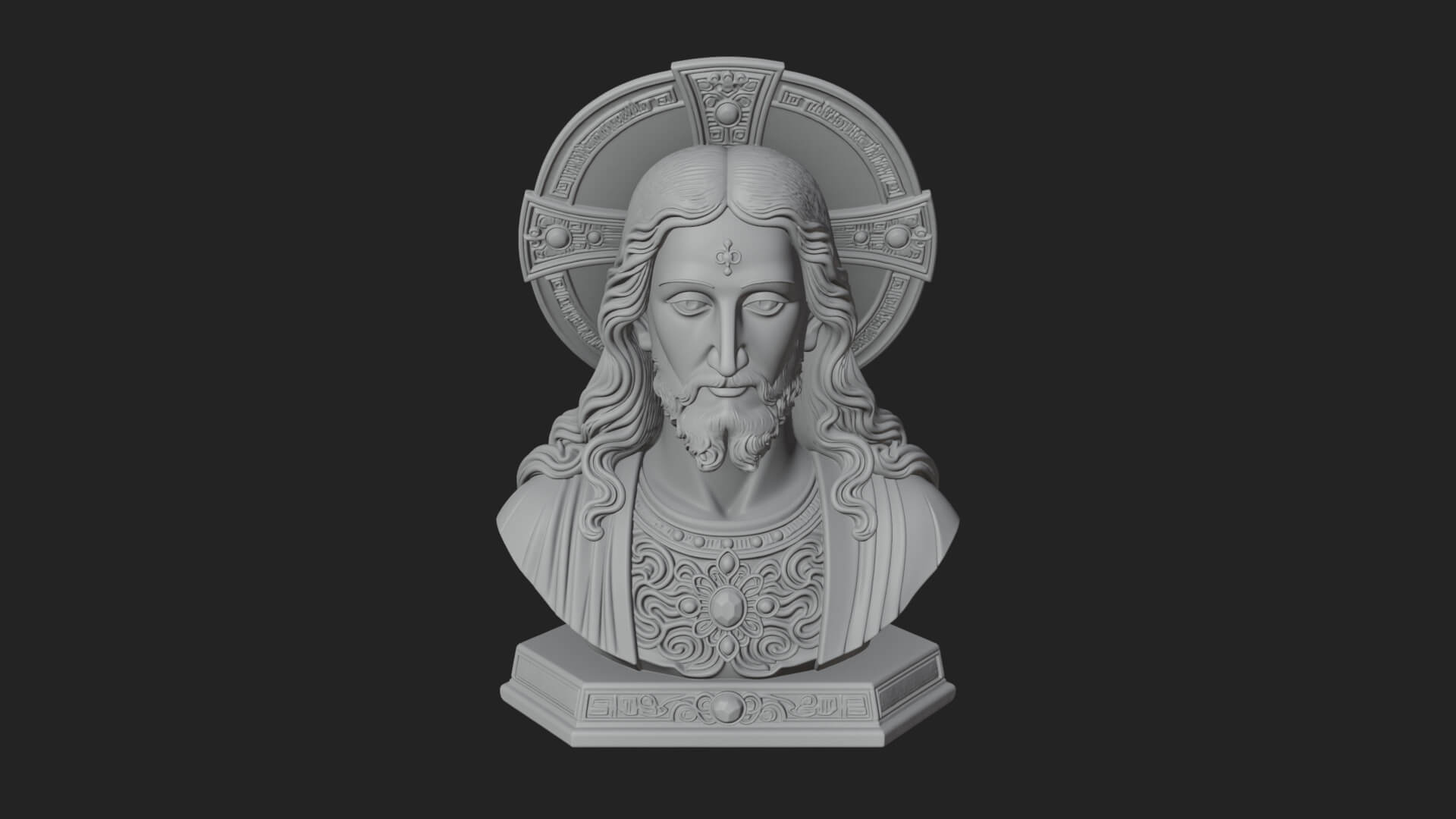 Haloed Christ Bust Statue Design 1 3D Print Model 3D Model