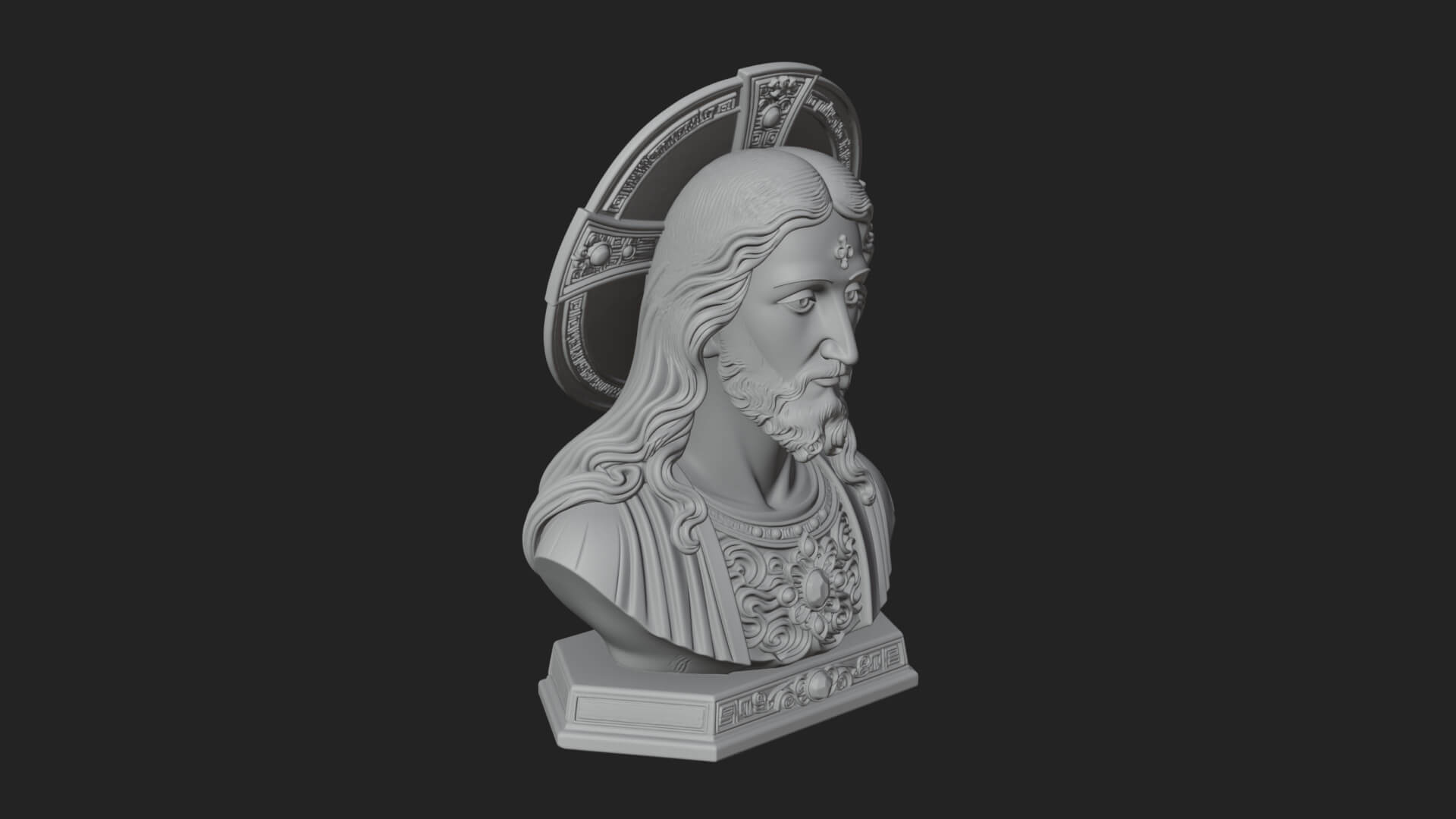 Haloed Christ Bust Statue Design 1 3D Print Model 3D Model