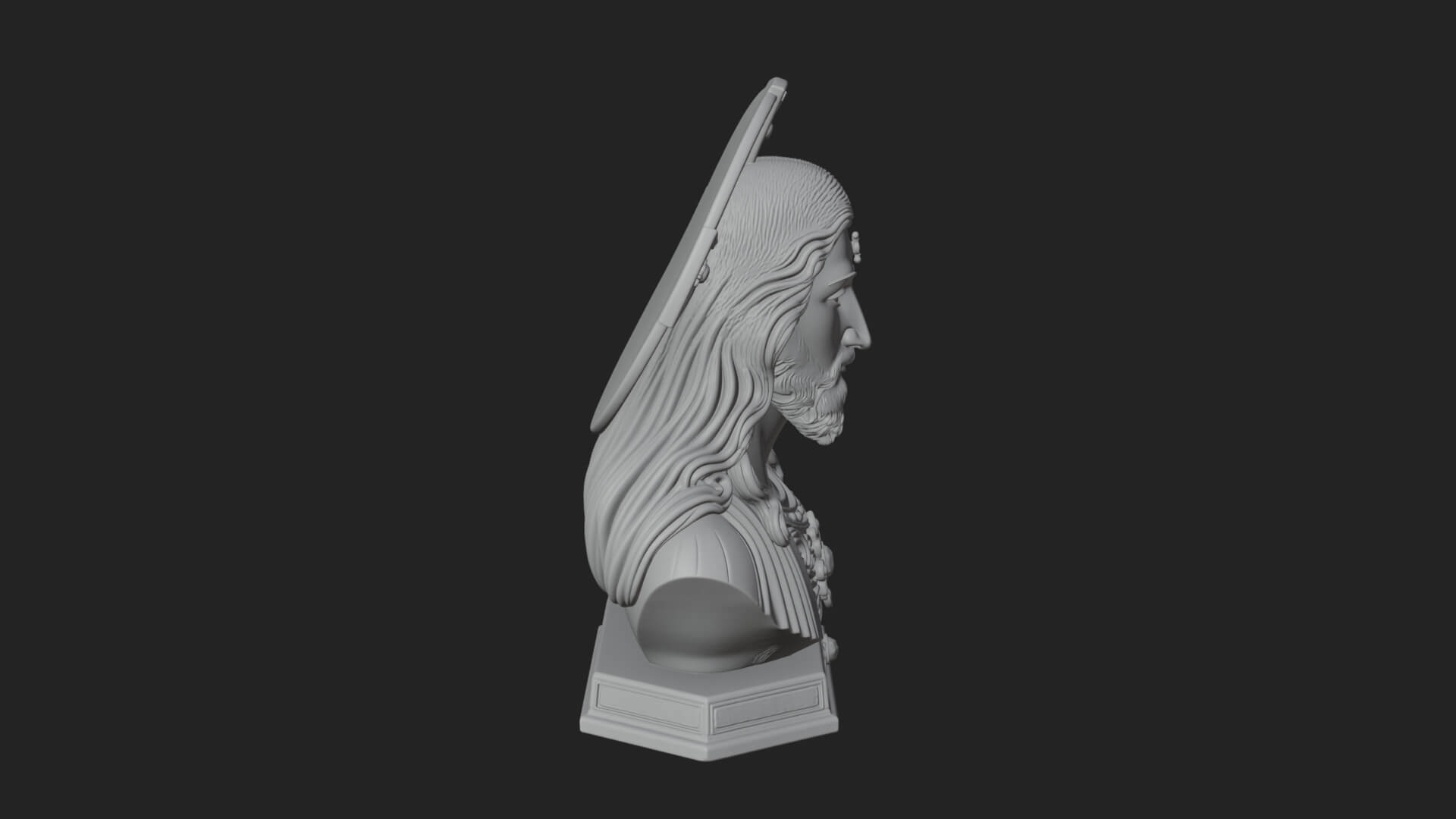 Haloed Christ Bust Statue Design 1 3D Print Model 3D Model