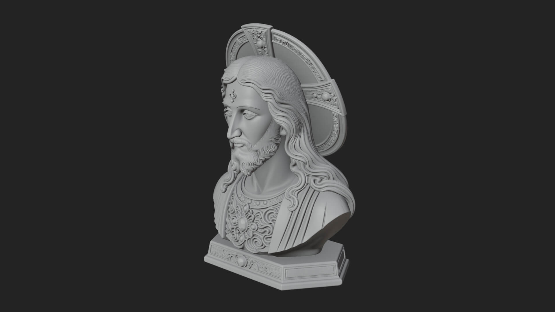 Haloed Christ Bust Statue Design 1 3D Print Model 3D Model