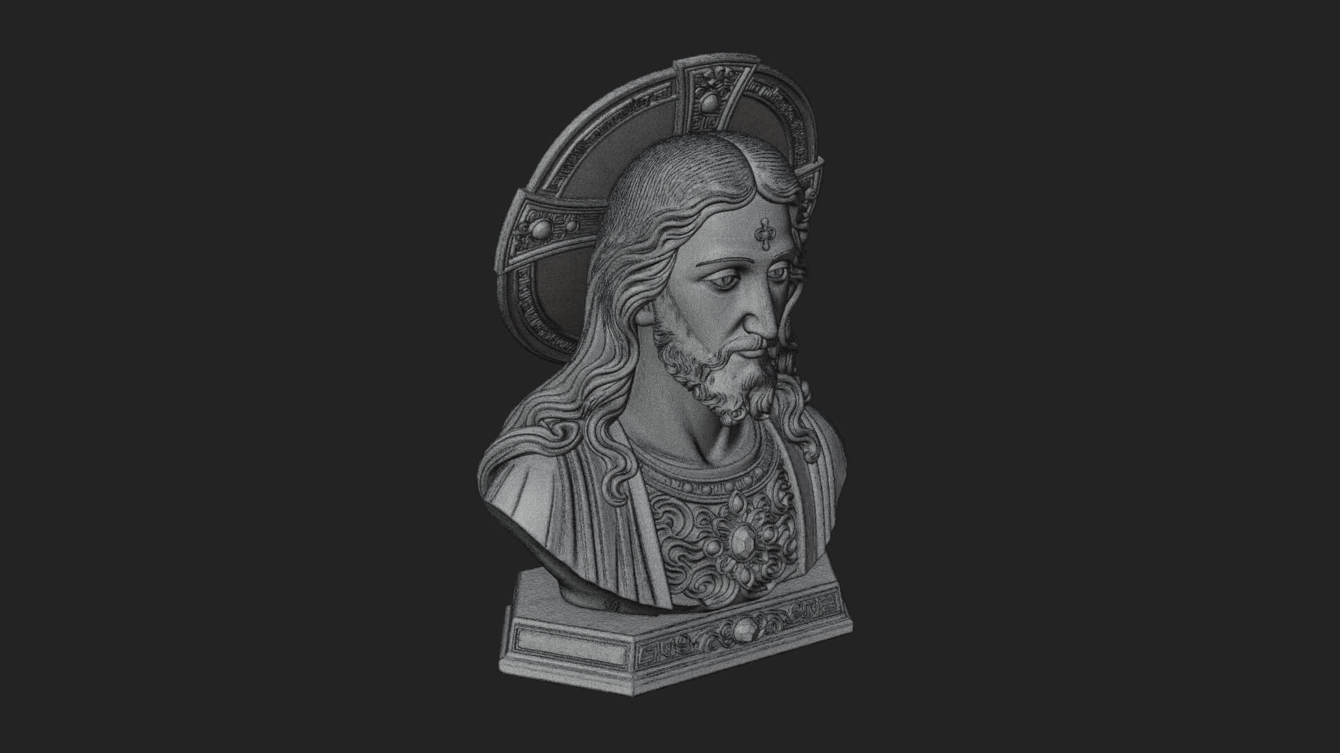 Haloed Christ Bust Statue Design 1 3D Print Model 3D Model