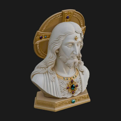 Haloed Christ Bust Statue Design 1 3D Print Model