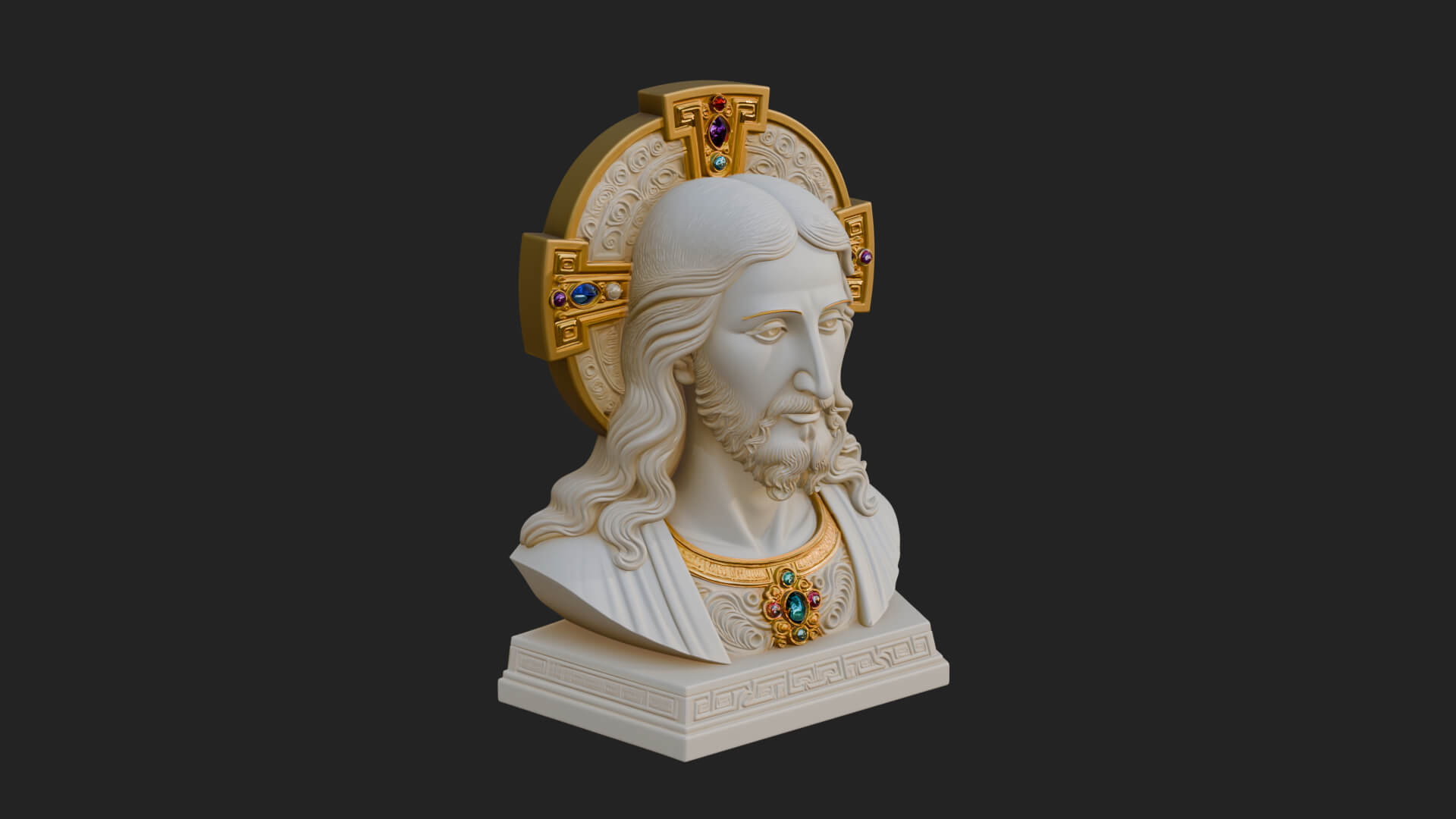 Haloed Christ Bust Statue Design 2 3D Print Model 3D Model