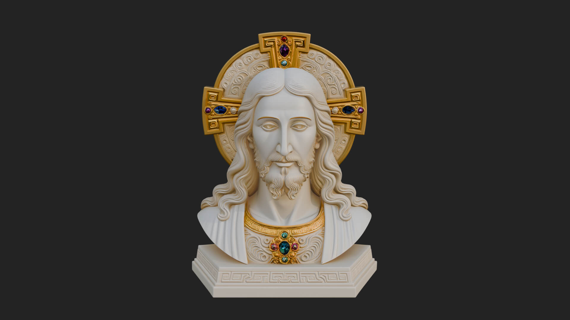 Haloed Christ Bust Statue Design 2 3D Print Model 3D Model