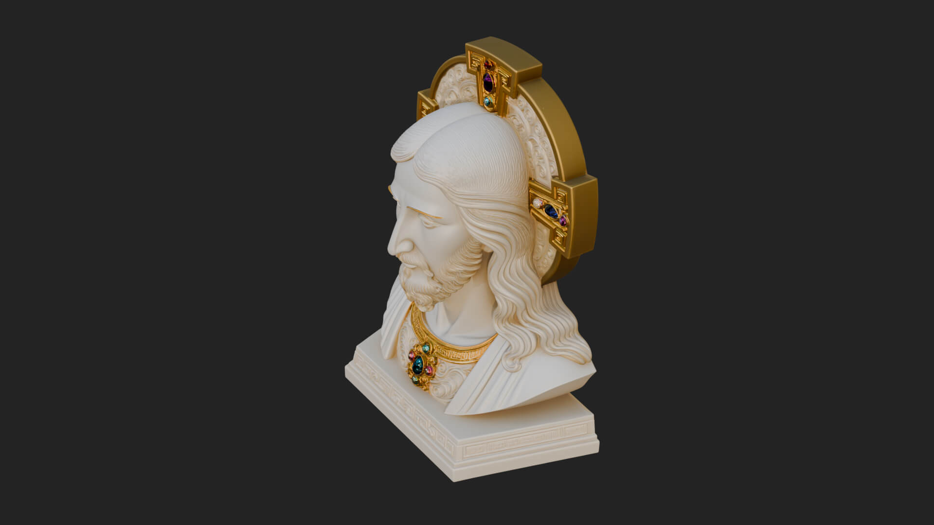 Haloed Christ Bust Statue Design 2 3D Print Model 3D Model