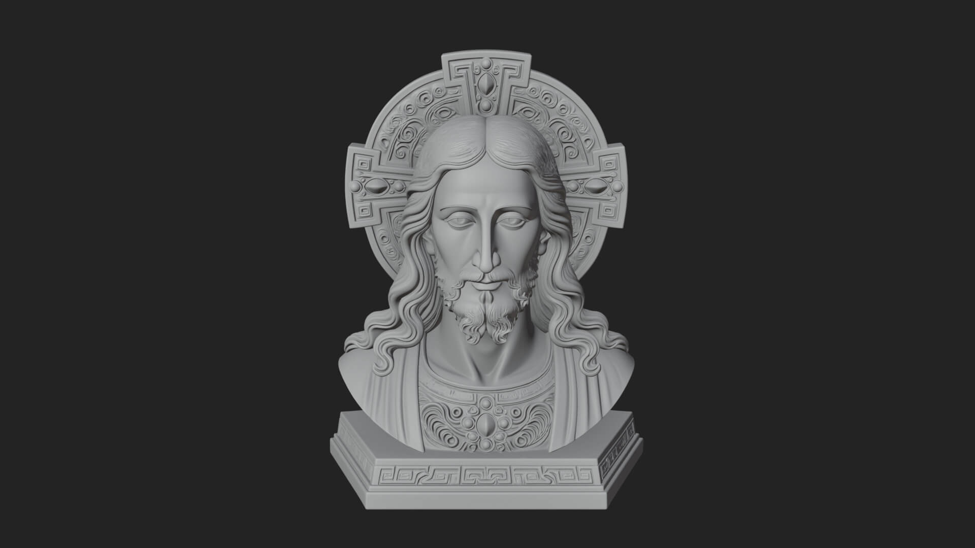 Haloed Christ Bust Statue Design 2 3D Print Model 3D Model