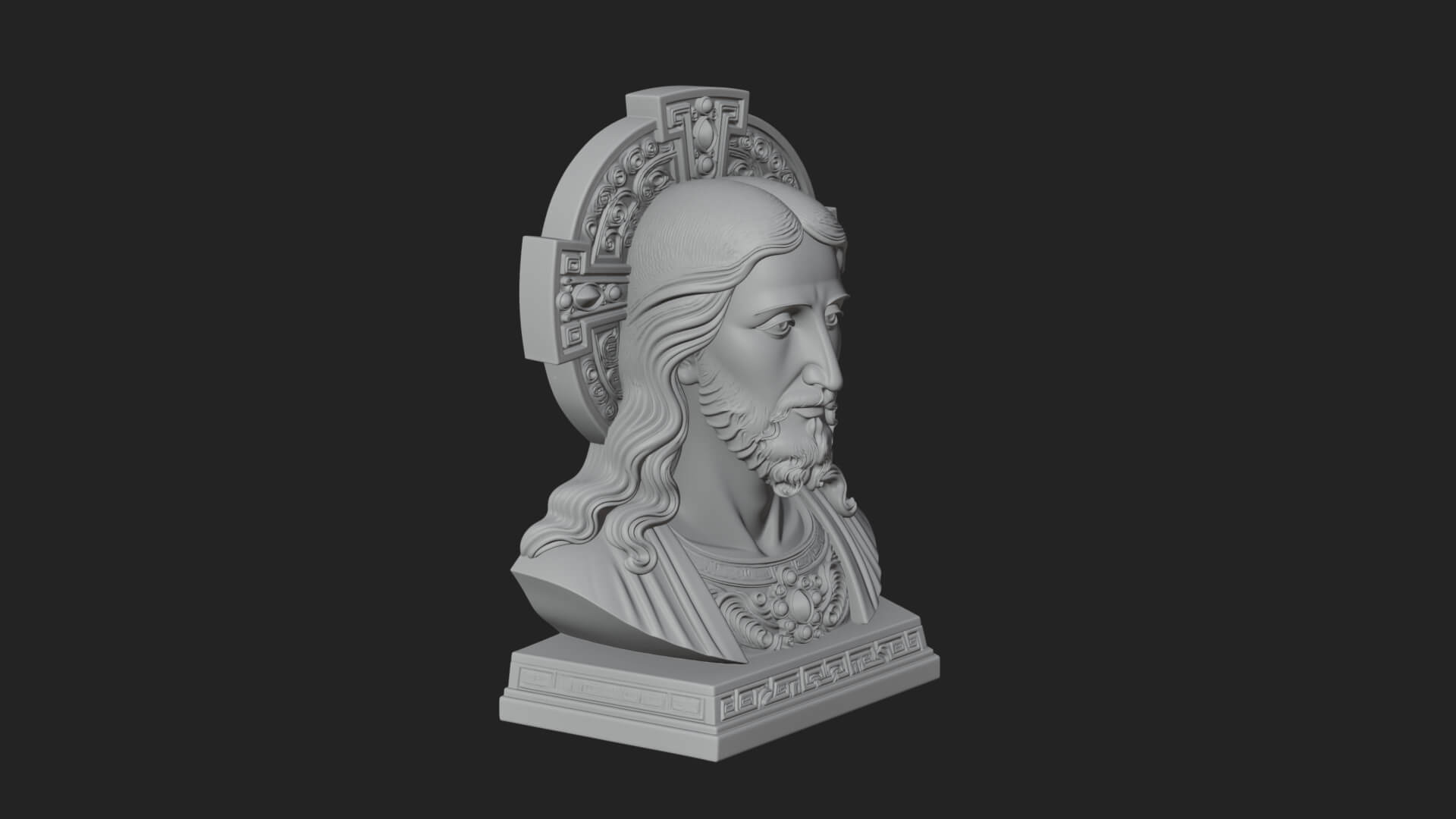 Haloed Christ Bust Statue Design 2 3D Print Model 3D Model