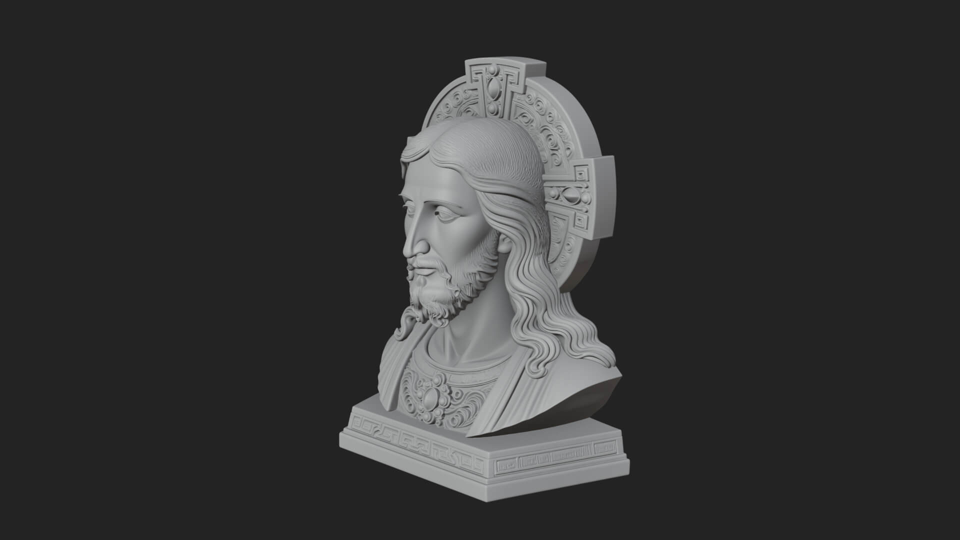 Haloed Christ Bust Statue Design 2 3D Print Model 3D Model