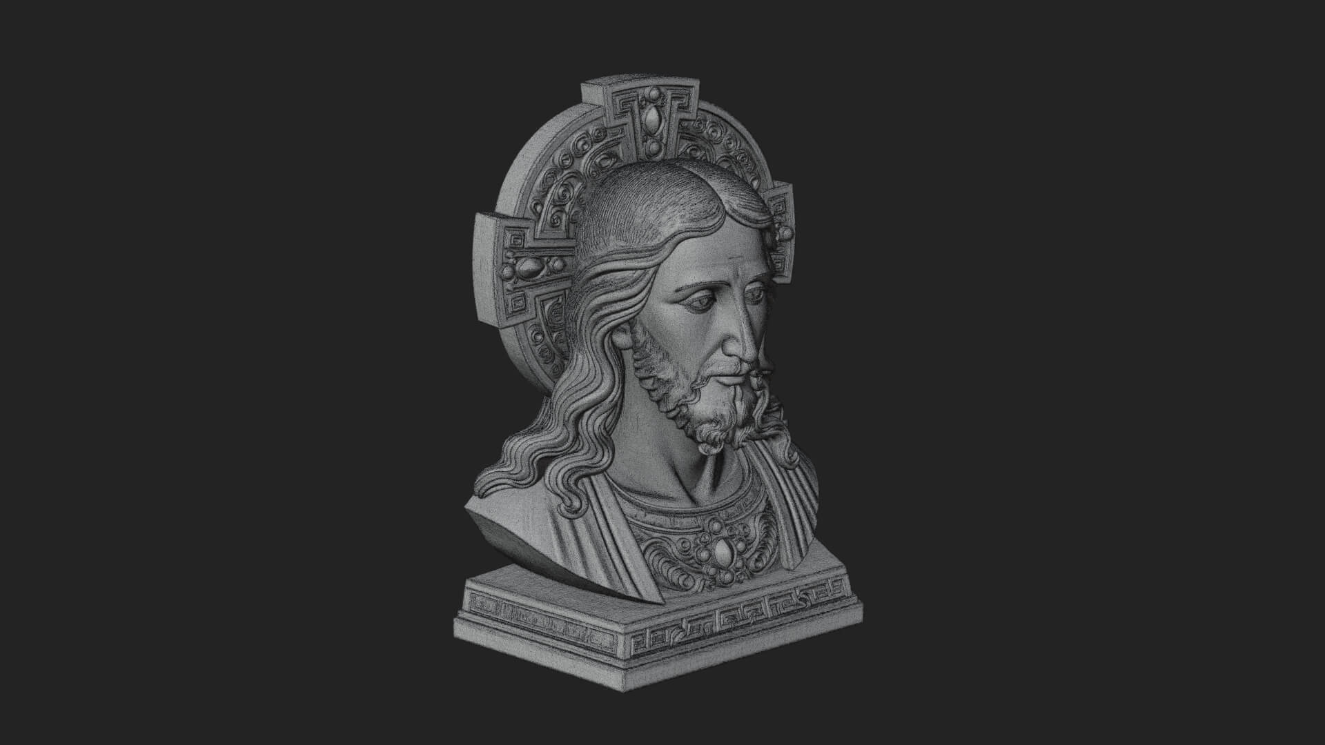 Haloed Christ Bust Statue Design 2 3D Print Model 3D Model