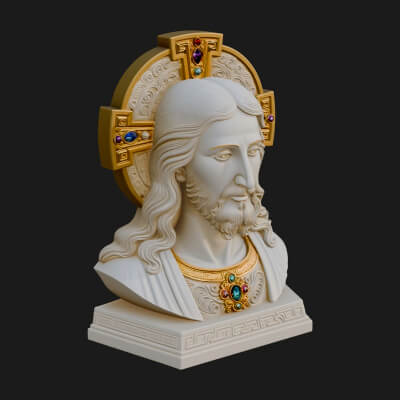 Haloed Christ Bust Statue Design 2 3D Print Model