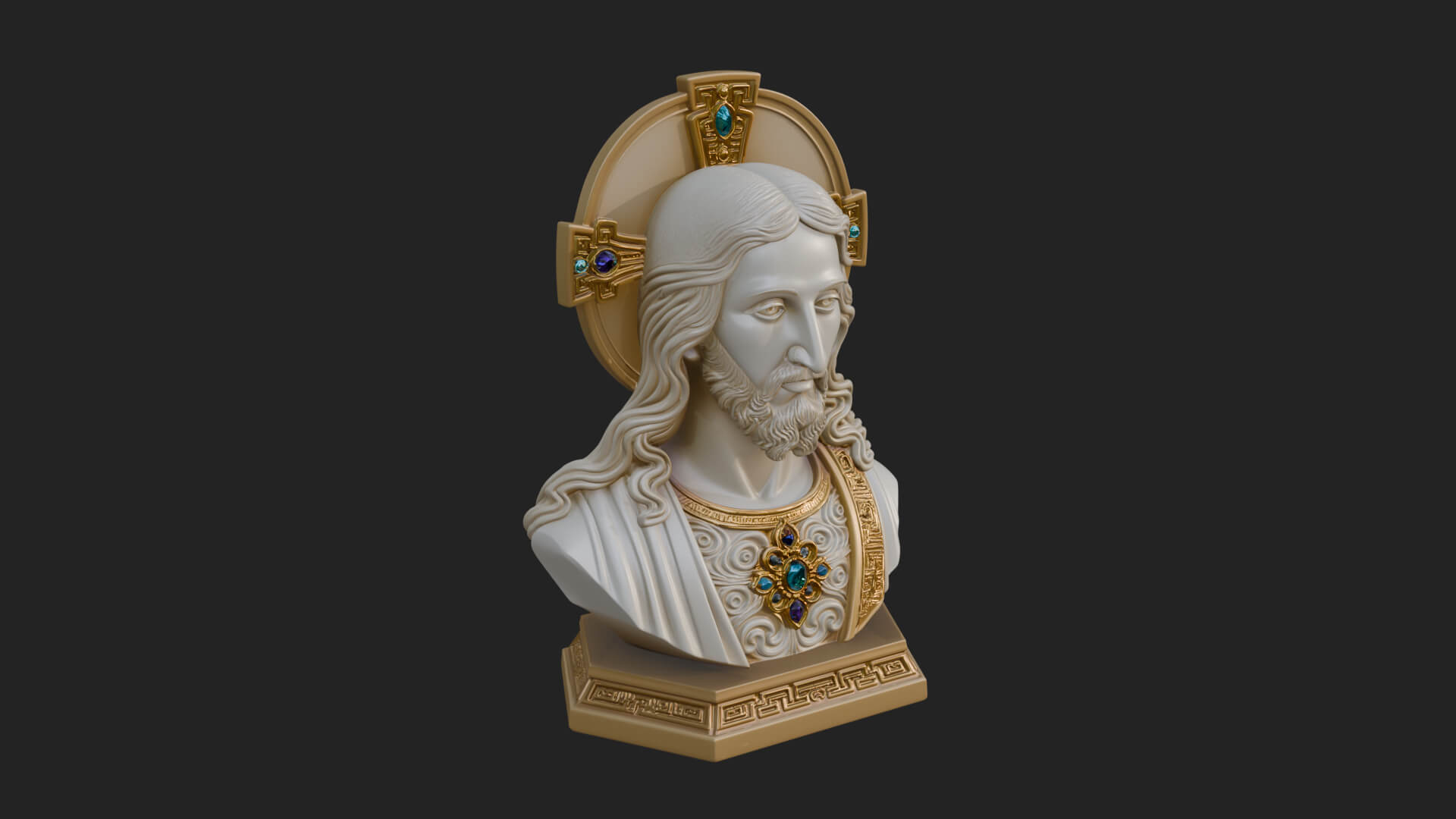 Haloed Christ Bust Statue Design 3 3D Print Model 3D Model