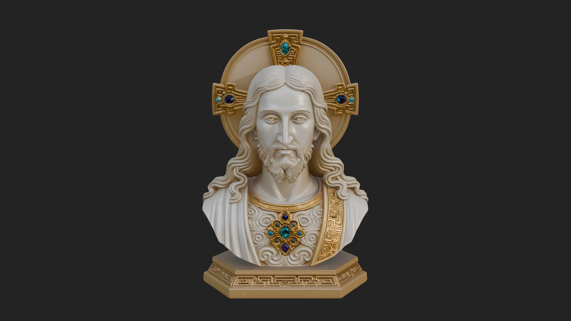 Haloed Christ Bust Statue Design 3 3D Print Model 3D Model