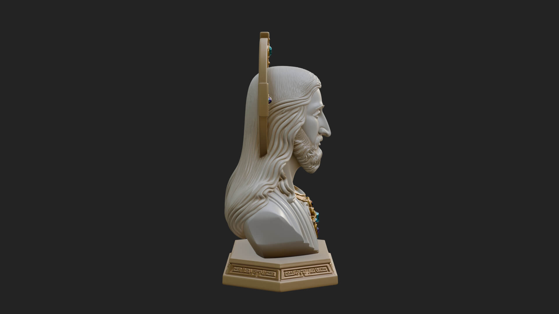 Haloed Christ Bust Statue Design 3 3D Print Model 3D Model