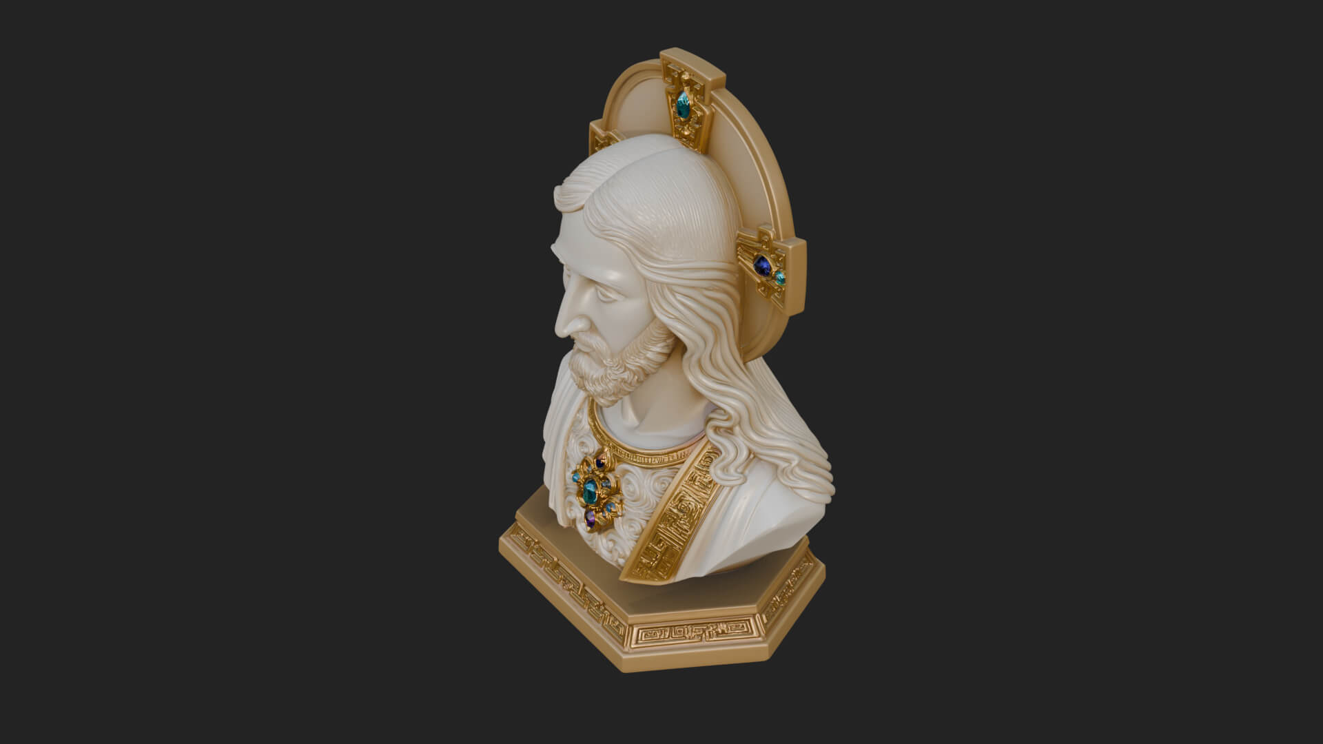 Haloed Christ Bust Statue Design 3 3D Print Model 3D Model