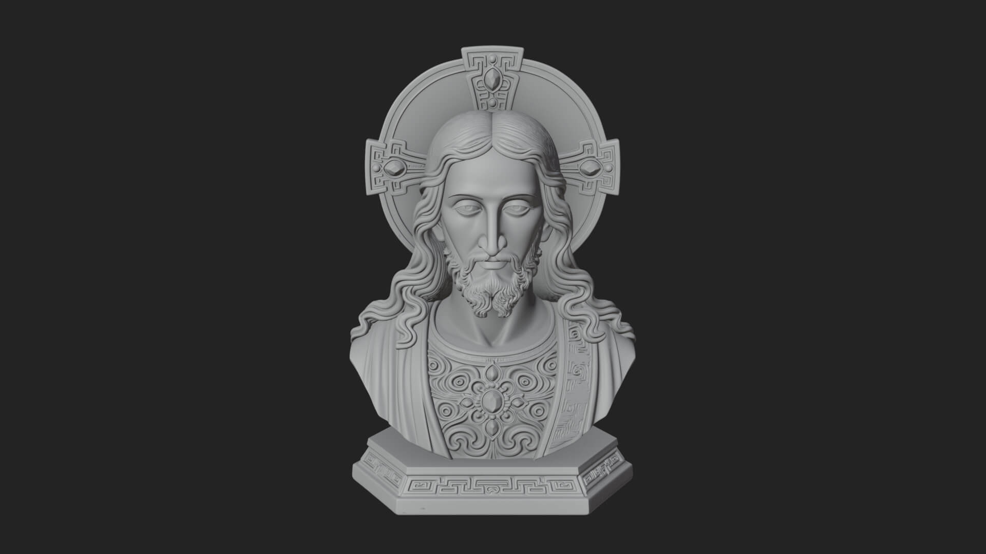 Haloed Christ Bust Statue Design 3 3D Print Model 3D Model