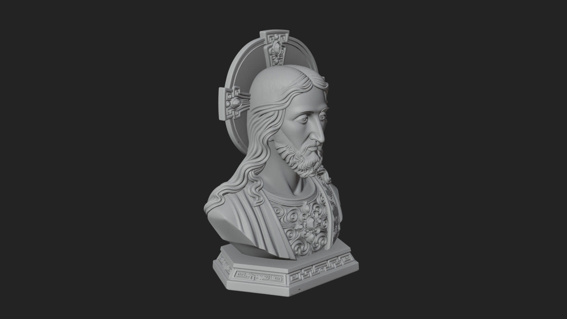 Haloed Christ Bust Statue Design 3 3D Print Model 3D Model