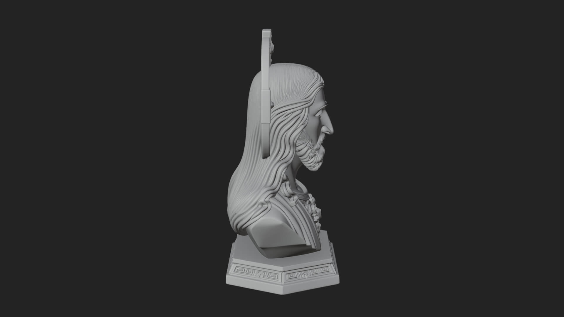 Haloed Christ Bust Statue Design 3 3D Print Model 3D Model