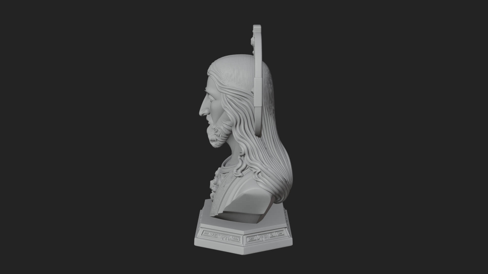 Haloed Christ Bust Statue Design 3 3D Print Model 3D Model