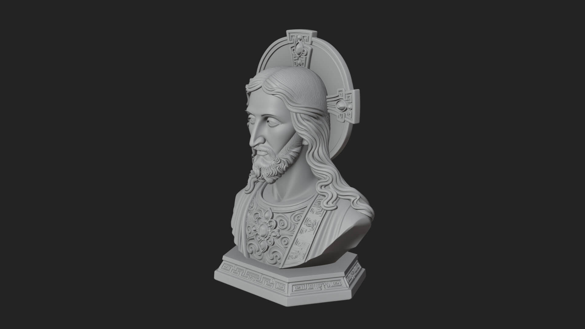Haloed Christ Bust Statue Design 3 3D Print Model 3D Model