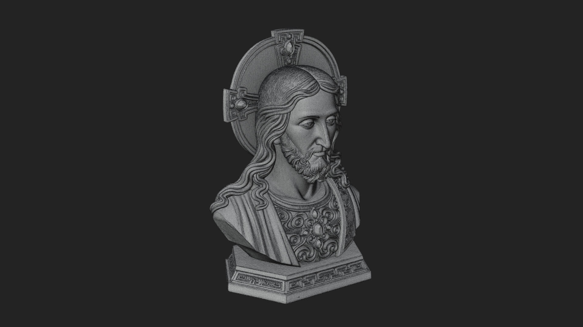 Haloed Christ Bust Statue Design 3 3D Print Model 3D Model
