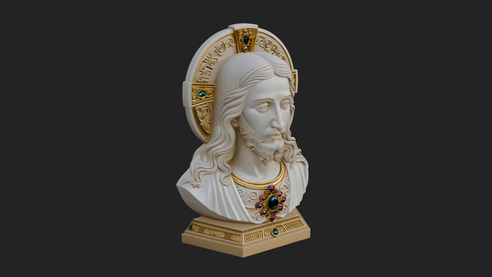 Haloed Christ Bust Statue Design 4 3D Print Model 3D Model