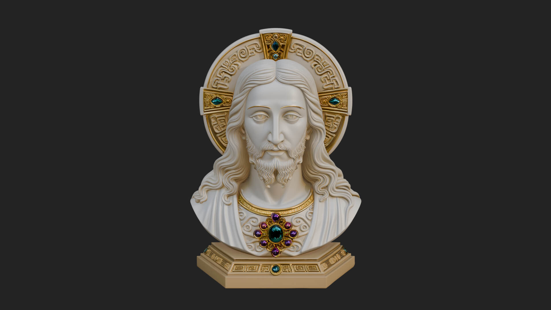 Haloed Christ Bust Statue Design 4 3D Print Model 3D Model