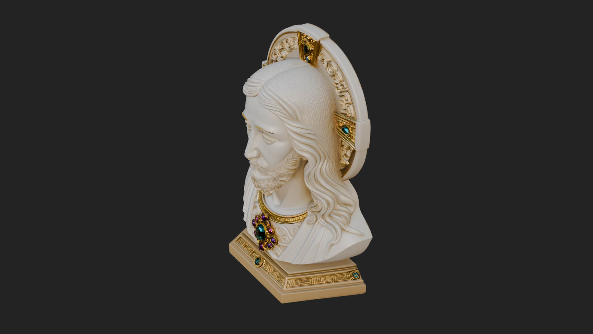 Haloed Christ Bust Statue Design 4 3D Print Model 3D Model
