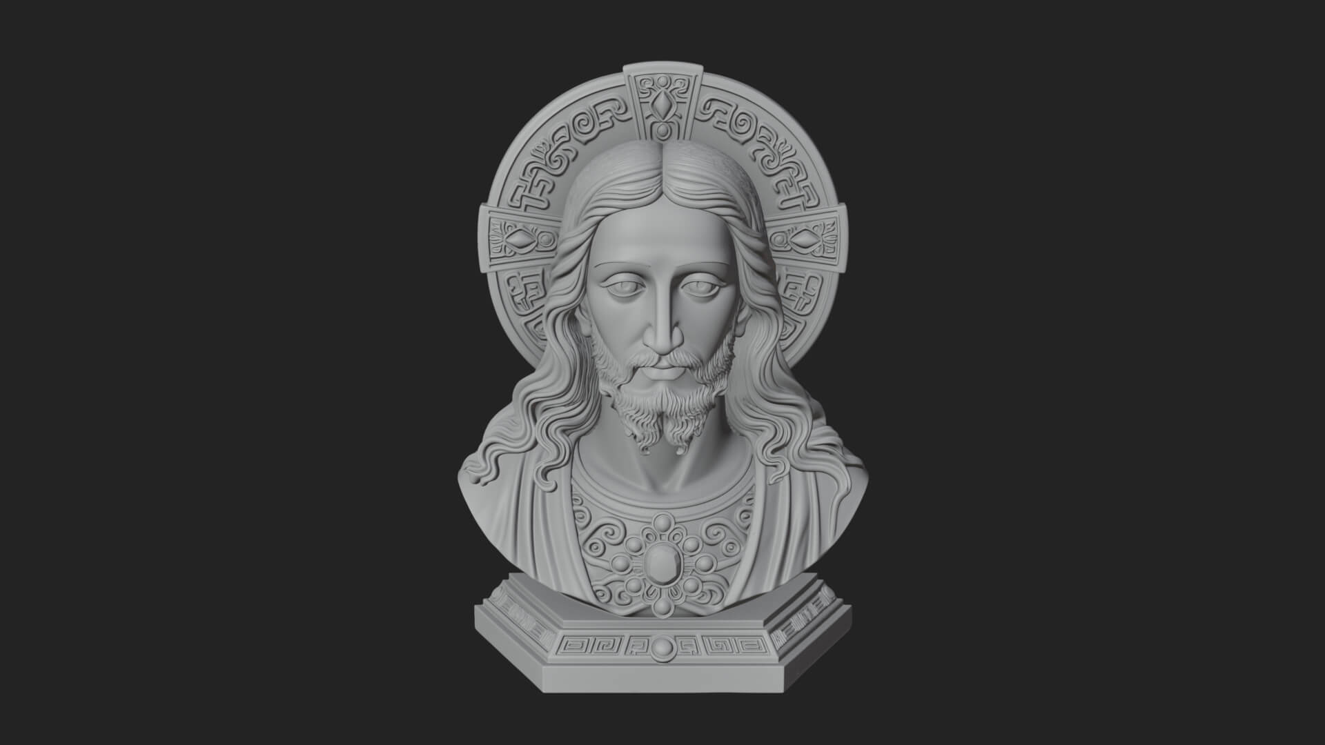 Haloed Christ Bust Statue Design 4 3D Print Model 3D Model