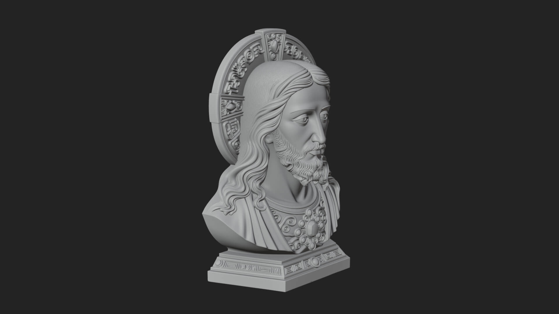 Haloed Christ Bust Statue Design 4 3D Print Model 3D Model