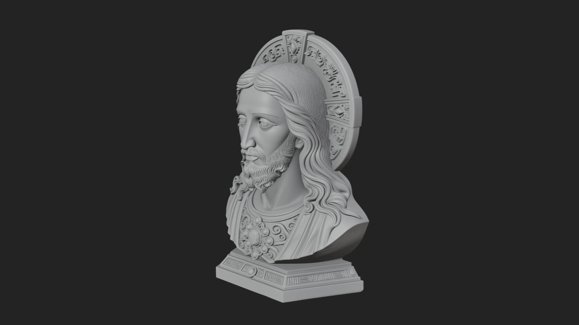 Haloed Christ Bust Statue Design 4 3D Print Model 3D Model