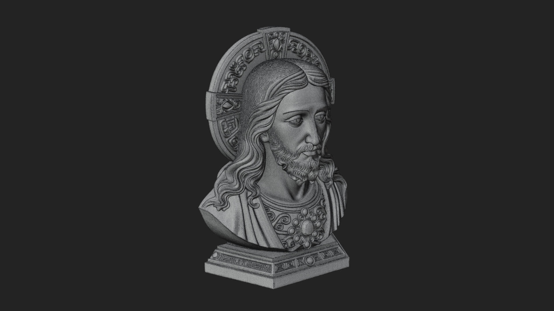 Haloed Christ Bust Statue Design 4 3D Print Model 3D Model