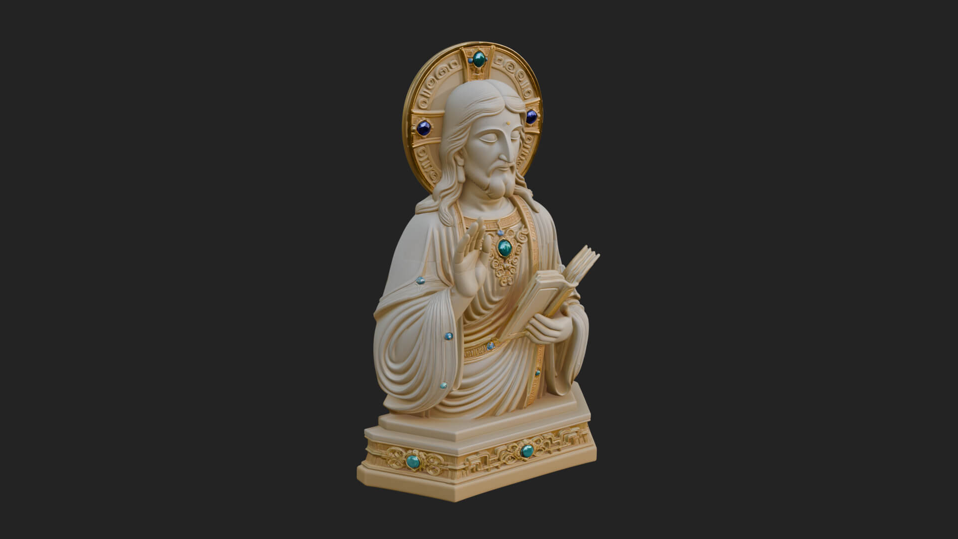 Haloed Christ Bust Statue Design 5 3D Print Model 3D Model