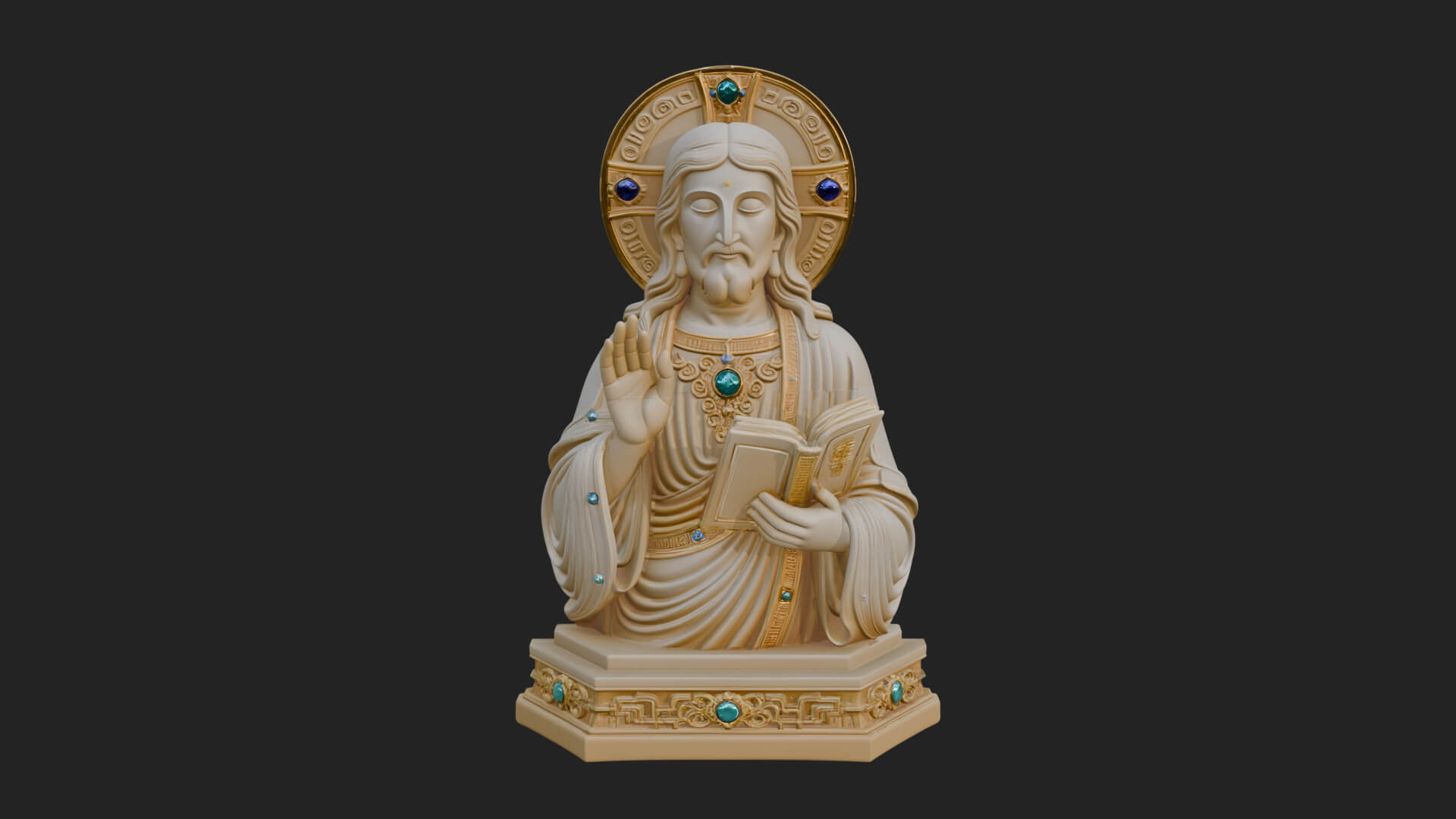 Haloed Christ Bust Statue Design 5 3D Print Model 3D Model