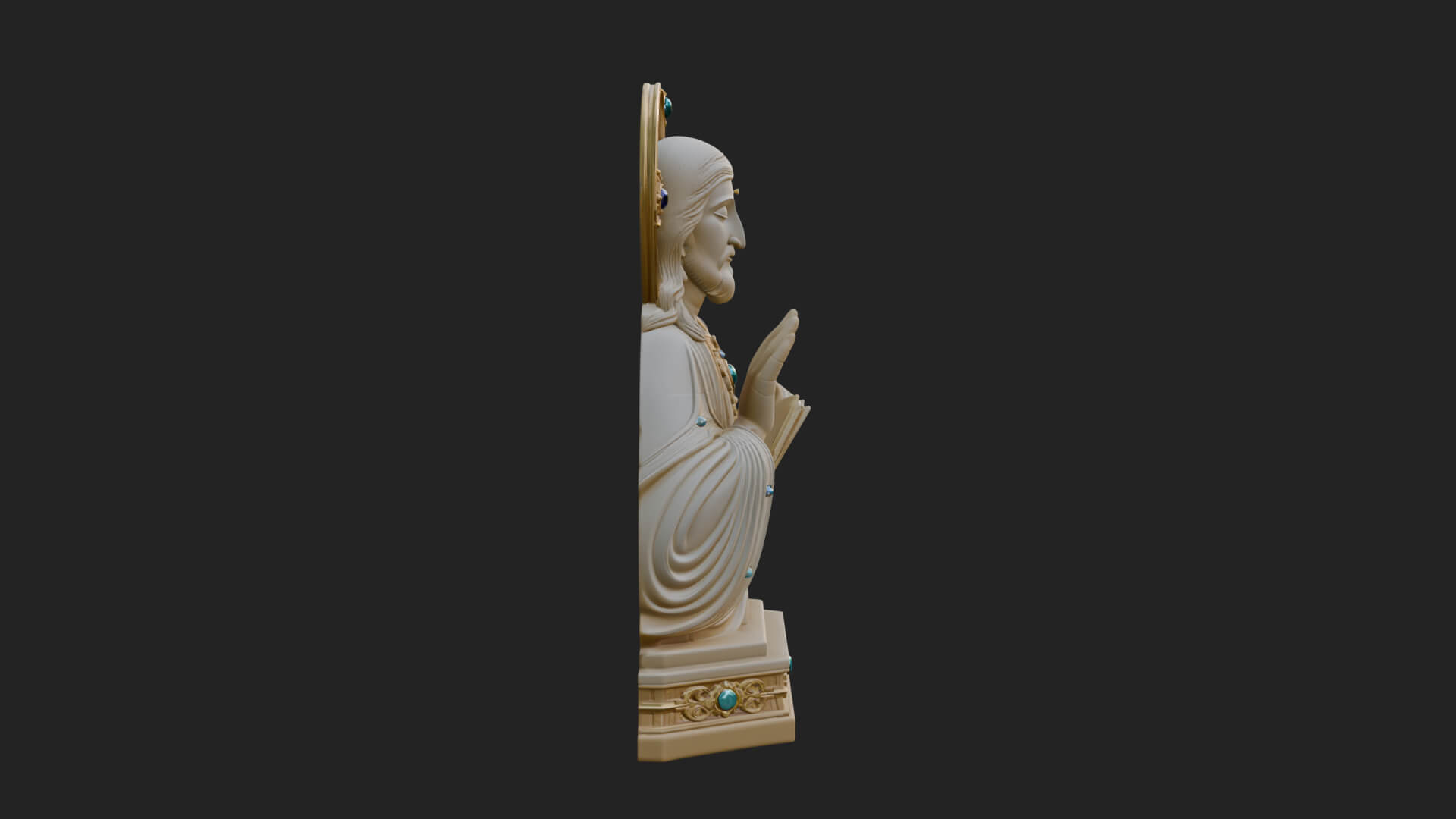 Haloed Christ Bust Statue Design 5 3D Print Model 3D Model