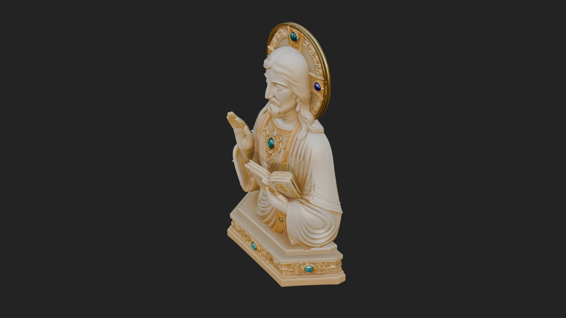 Haloed Christ Bust Statue Design 5 3D Print Model 3D Model