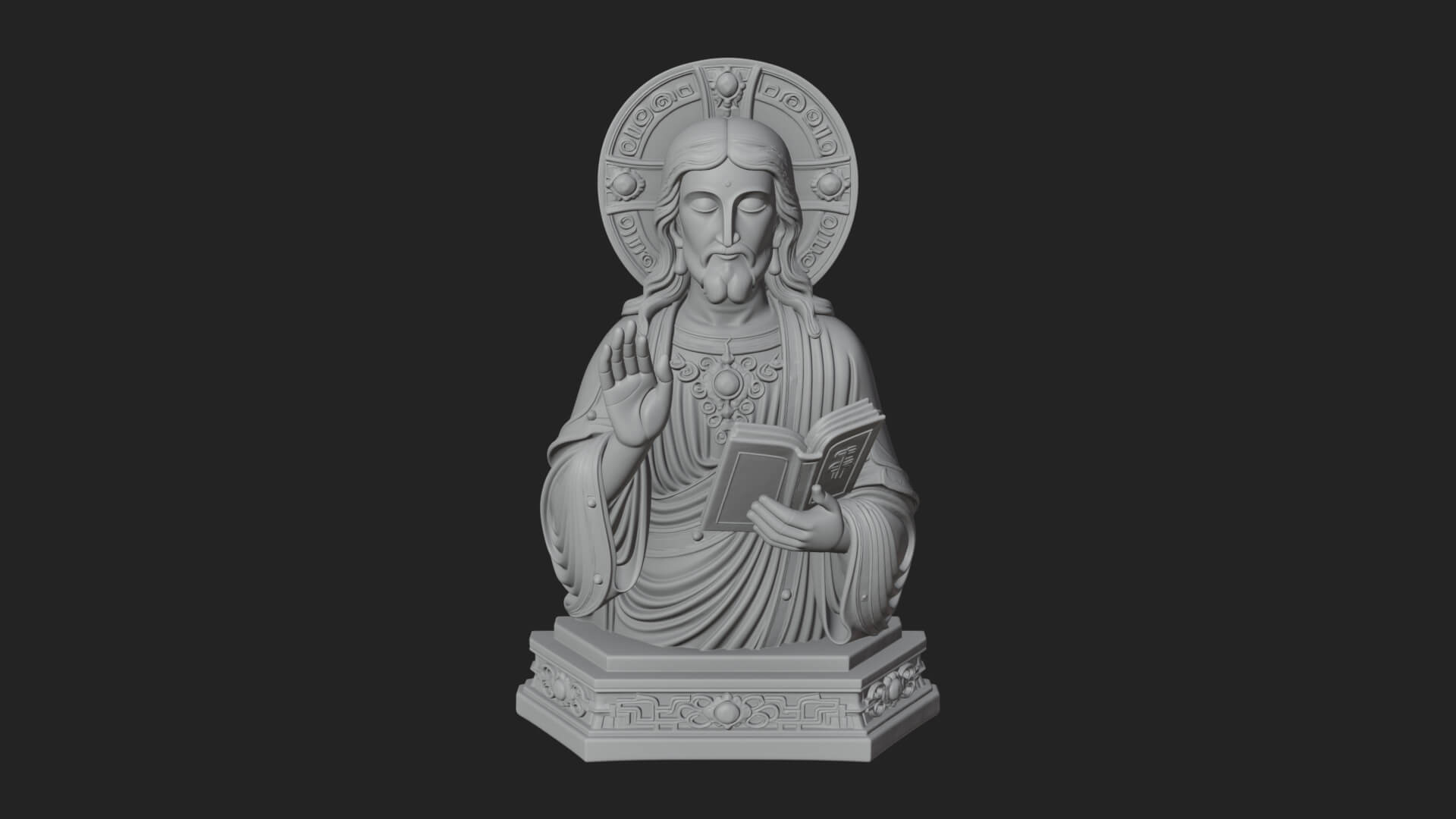 Haloed Christ Bust Statue Design 5 3D Print Model 3D Model