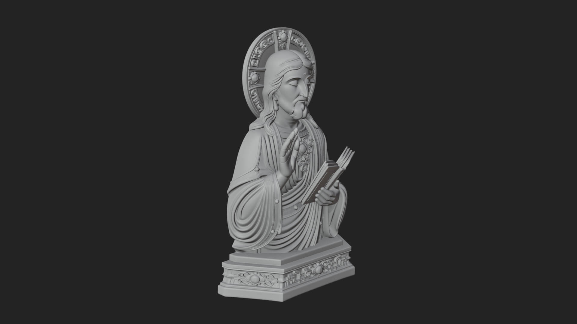 Haloed Christ Bust Statue Design 5 3D Print Model 3D Model
