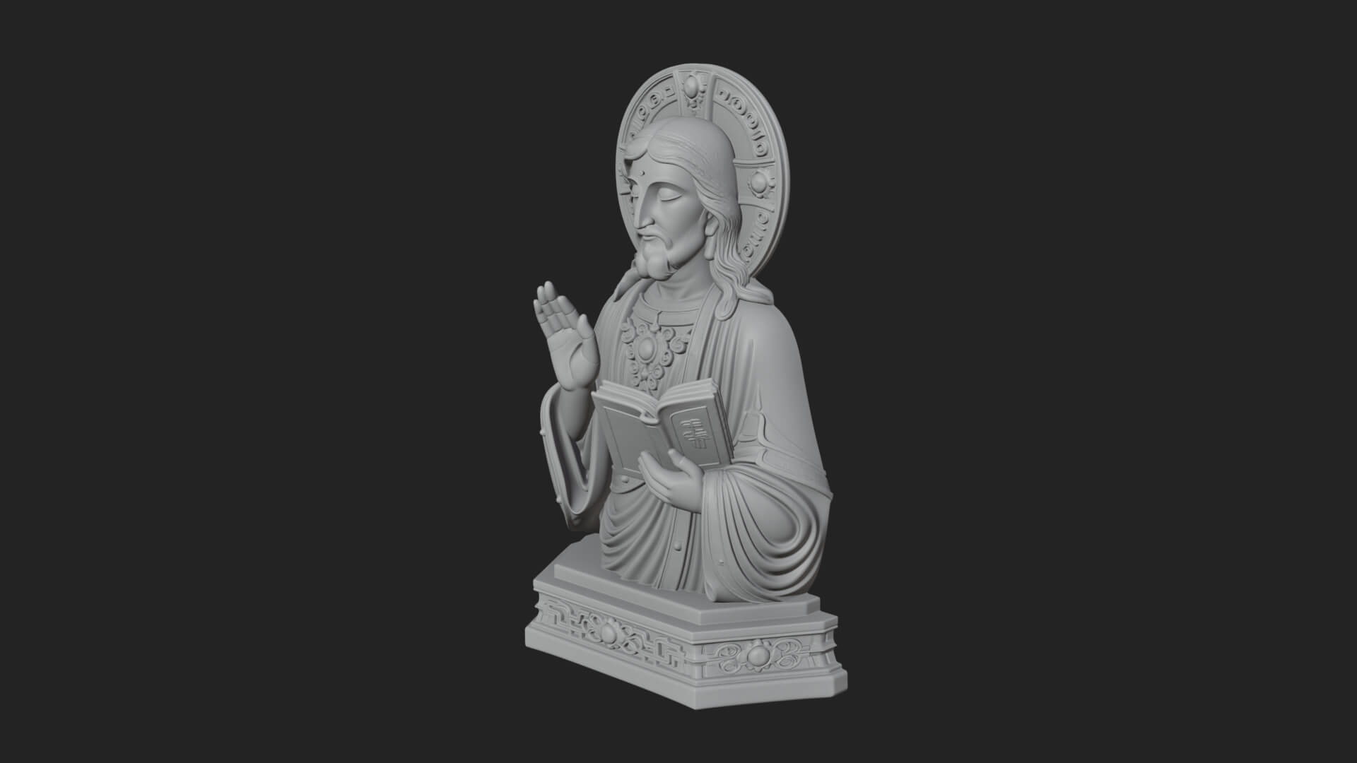 Haloed Christ Bust Statue Design 5 3D Print Model 3D Model