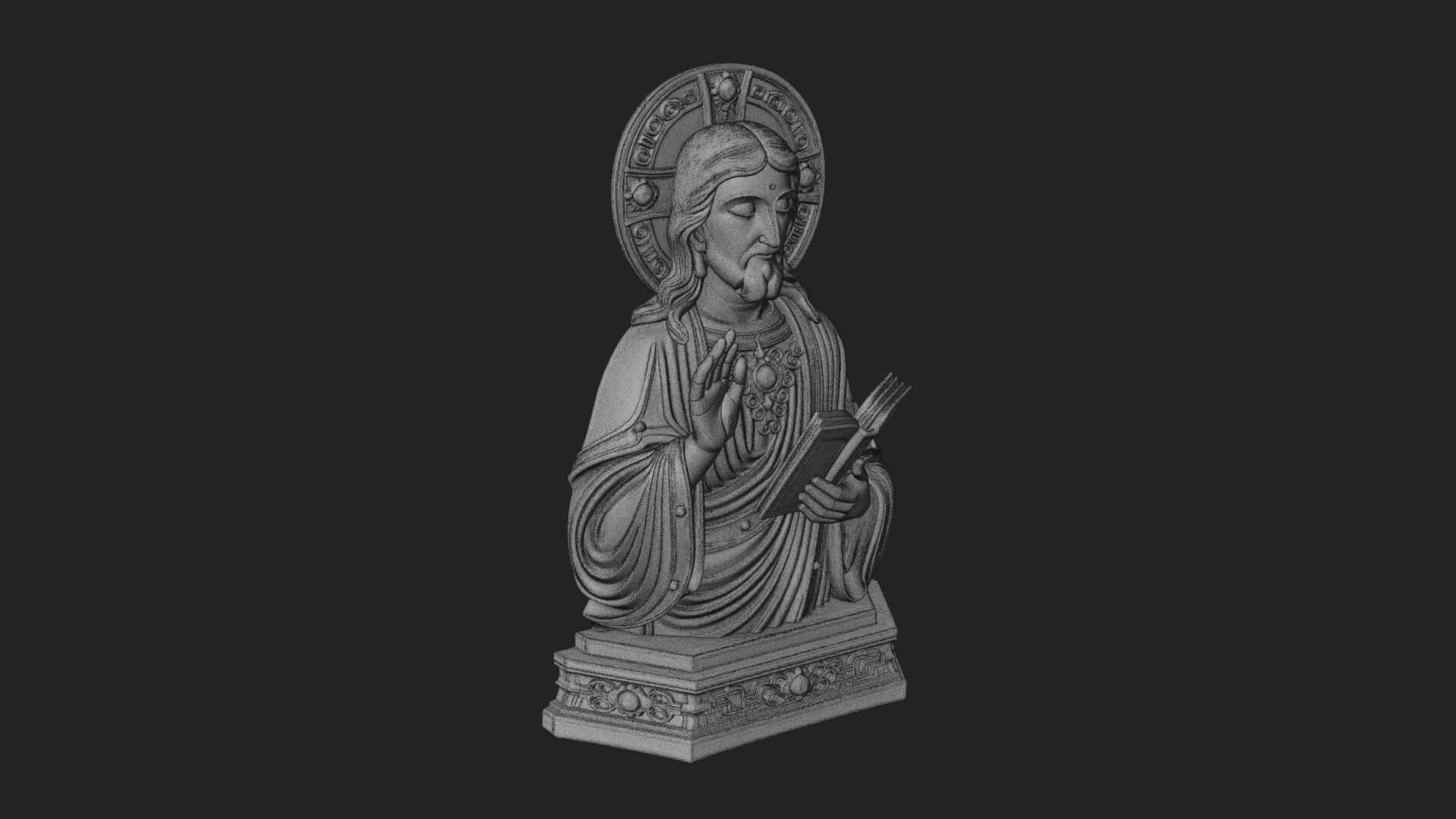 Haloed Christ Bust Statue Design 5 3D Print Model 3D Model