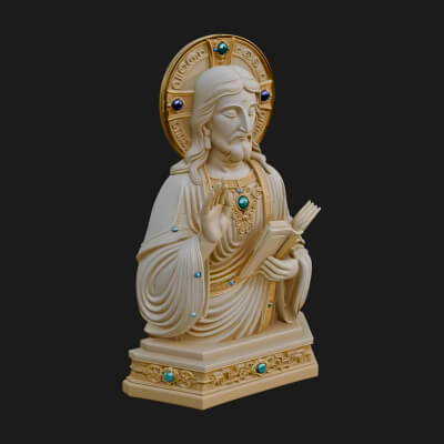 Haloed Christ Bust Statue Design 5 3D Print Model