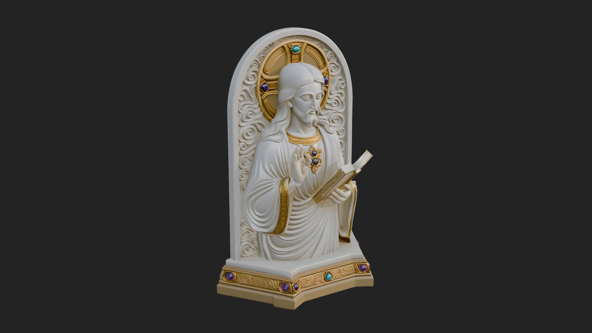 Haloed Christ Bust Statue Design 6 3D Print Model 3D Model