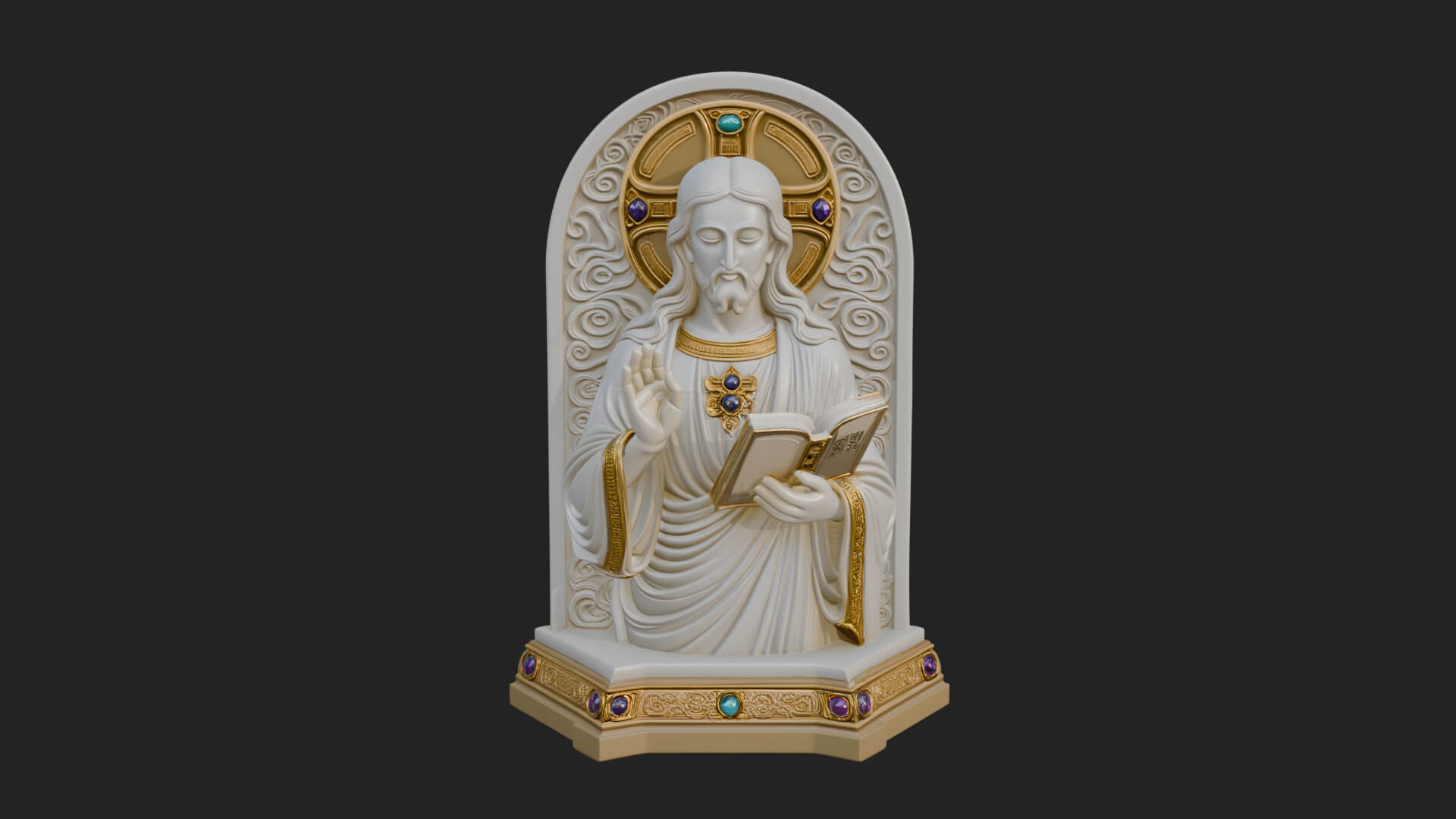 Haloed Christ Bust Statue Design 6 3D Print Model 3D Model