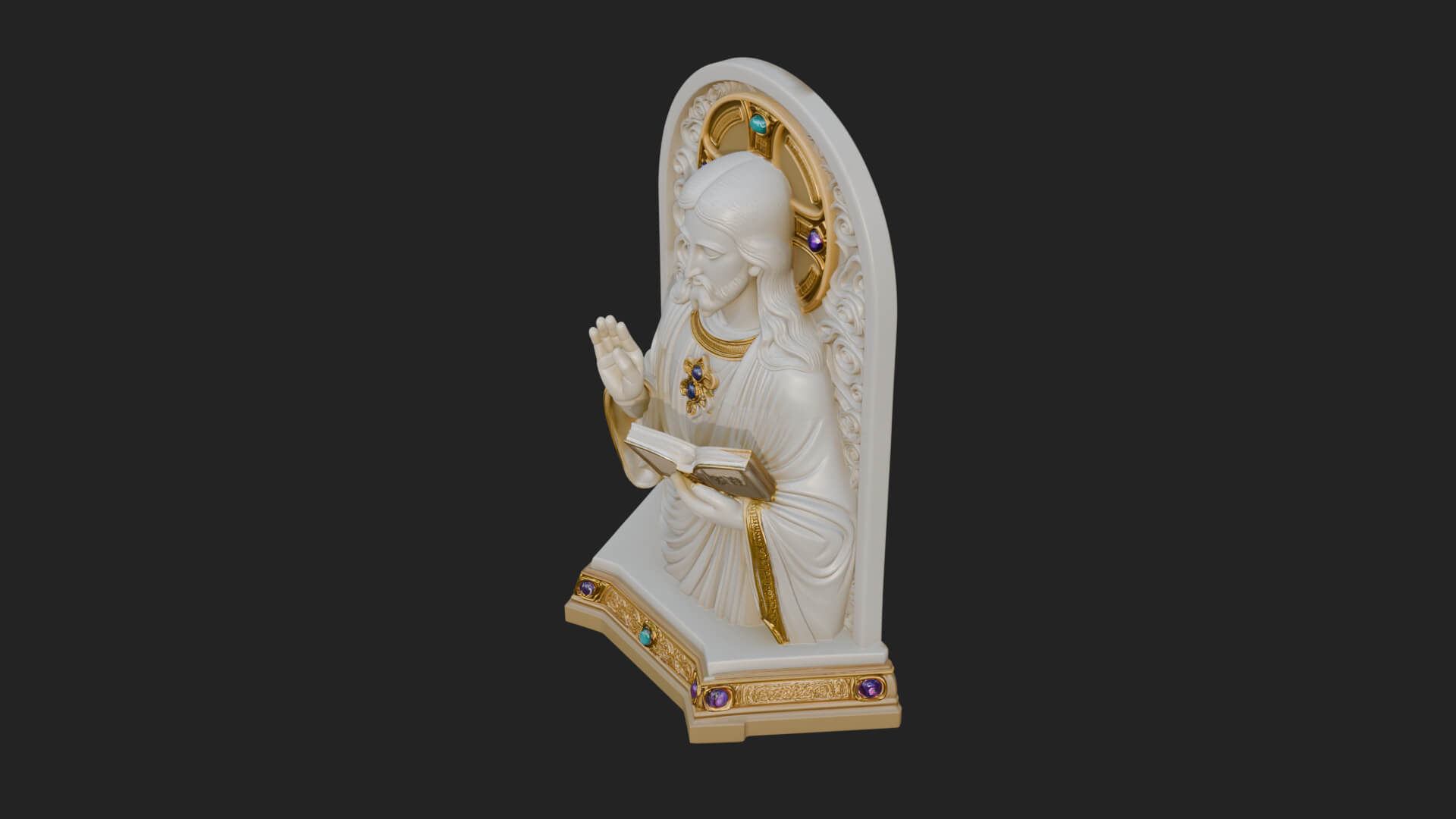 Haloed Christ Bust Statue Design 6 3D Print Model 3D Model