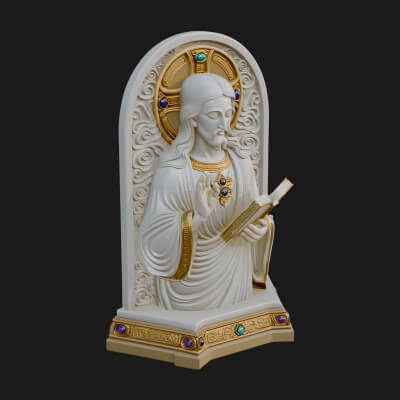 Haloed Christ Bust Statue Design 6 3D Print Model