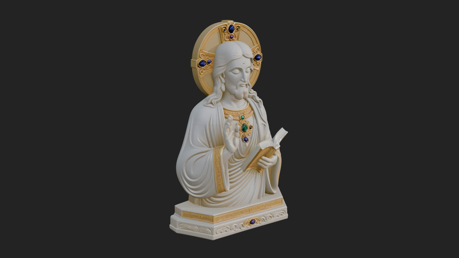 Haloed Christ Bust Statue Design 7 3D Print Model 3D Model