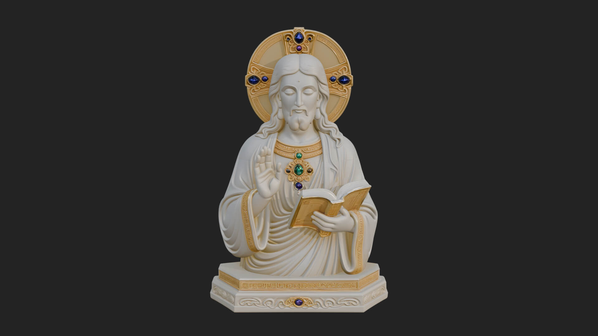Haloed Christ Bust Statue Design 7 3D Print Model 3D Model