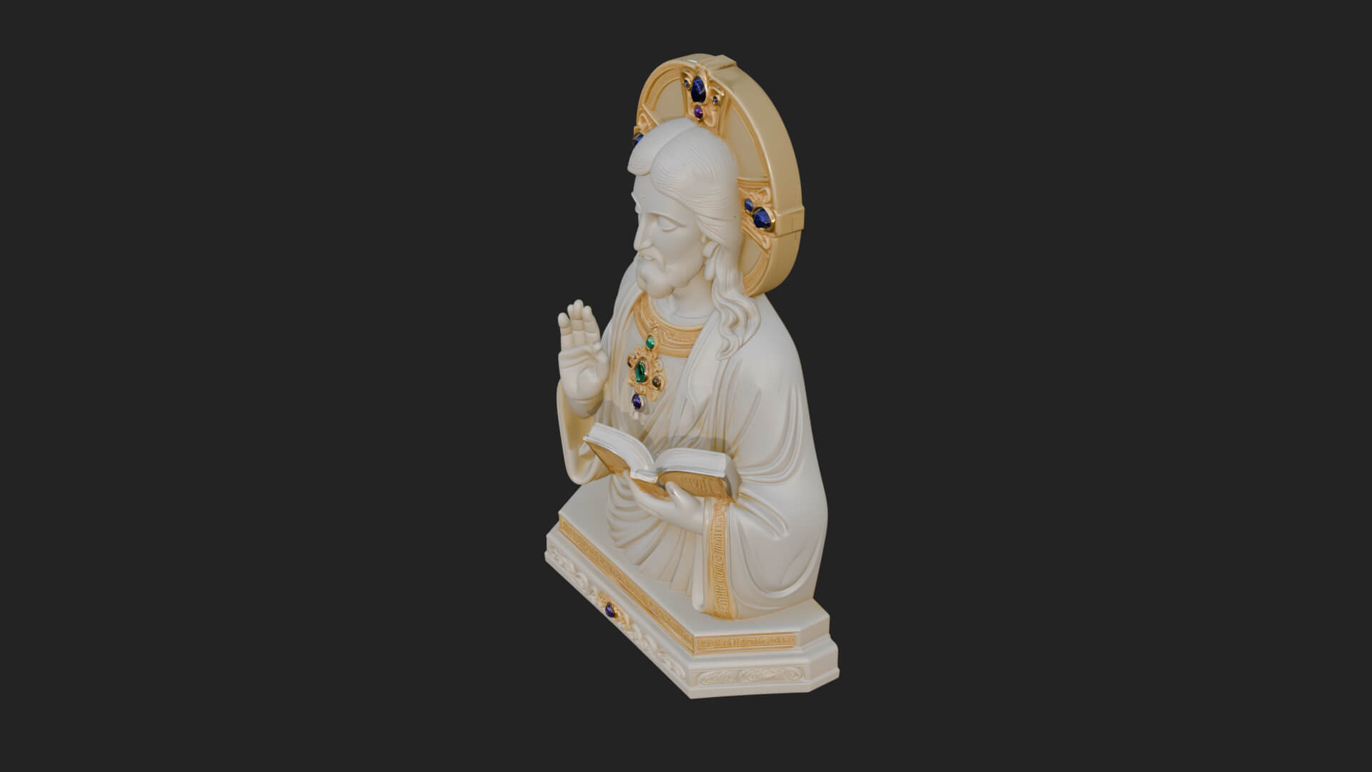 Haloed Christ Bust Statue Design 7 3D Print Model 3D Model